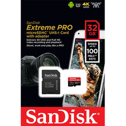 SanDisk 32GB Micro SDHC Extreme Pro 4K, A1 V30, UHS-I/U3, 100MB/s